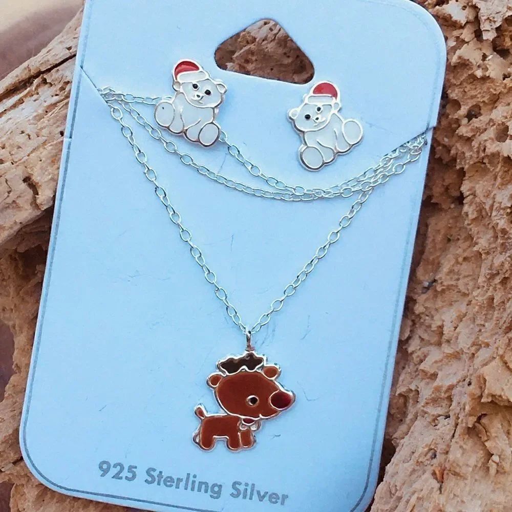 Children’s Christmas reindeer holiday jewelry set